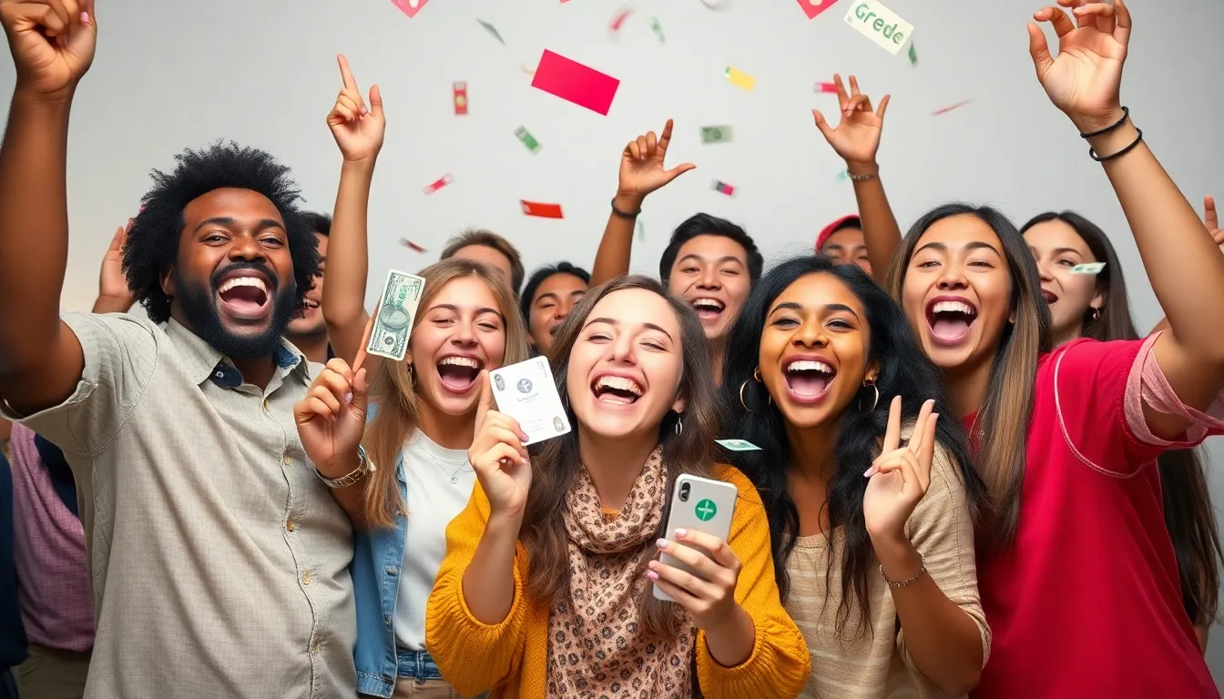 People celebrating rewards